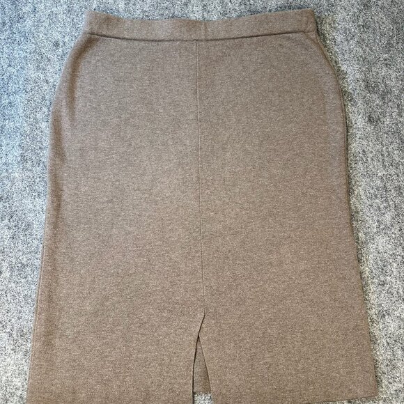 J.Jill Pure Jill Textured Knit Pull-On Skirt WMNS L Neutral Midi Soft Timeless - Picture 2 of 11